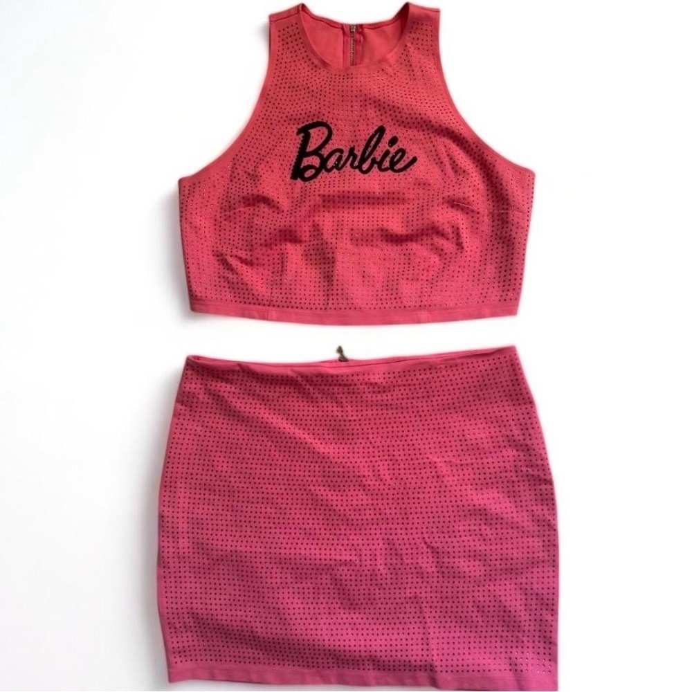 Barbie limited edition 2 piece set XXL stretch rhinestone with Barbie zipper